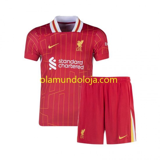 Camisola Liverpool Criança Equipamento Primeiro 2024-2025 Manga Curta
